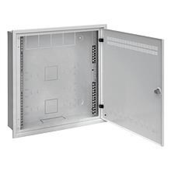 Solarix rozvaděč LC-18 do zdi s lištami 2U, 4U a 11U, 550x550 šedá RAL7035 s rámečkem k zazdění LC-18-55-15-W-G