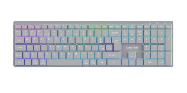 CANYON keyboard HKB-W11 EN/CS RGB Dual Mode Wireless Grey