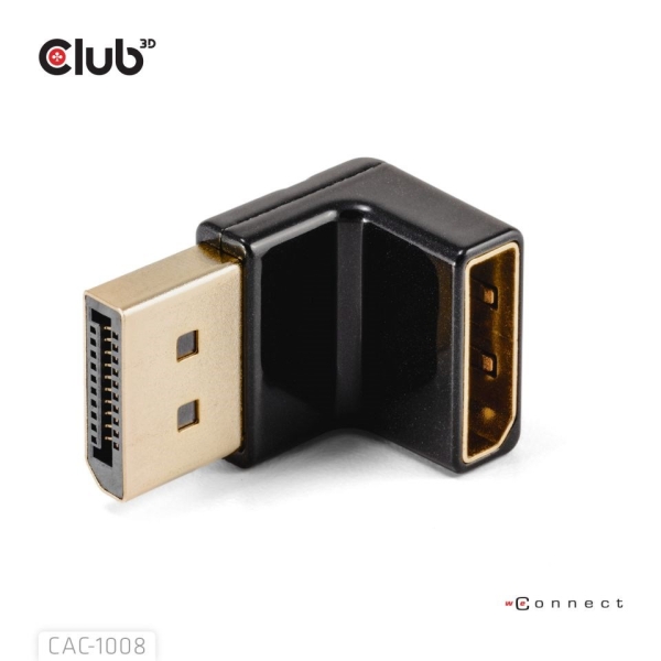 Club3D Adaptér DisplayPort na DisplayPort 1.4, 4K120Hz, 8K30Hz, 90°