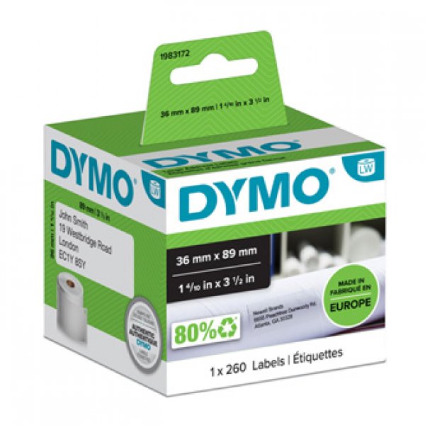 Papírové štítky Dymo 89mm x 36mm, bílé, velké, 1x260 ks, 1983172?v=1759268407