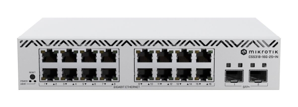 MikroTik CSS318-16G-2S+IN 18-portový switch (16x GB Eth, 2x SFP+)