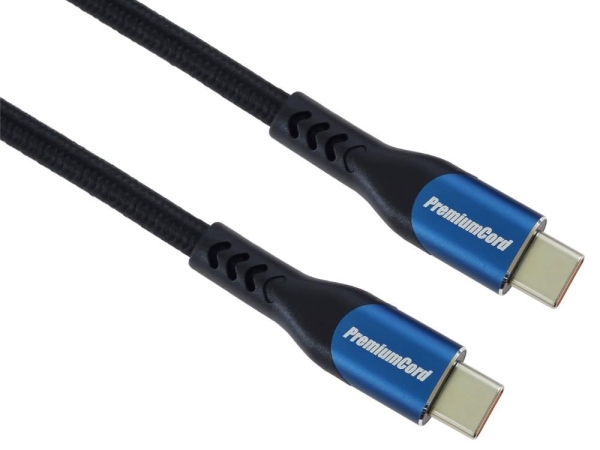 PremiumCord USB-C kabel ( USB 3.2 GEN 2x2, 5A, 100W, 20Gbit/s ) 1m, bavlněný oplet