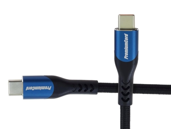 PremiumCord USB-C kabel ( USB 3.2 GEN 2x2, 5A, 100W, 20Gbit/s ) 1m, bavlněný oplet