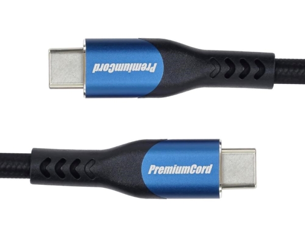 PremiumCord USB-C kabel ( USB 3.2 GEN 2x2, 5A, 100W, 20Gbit/s ) 1m, bavlněný oplet