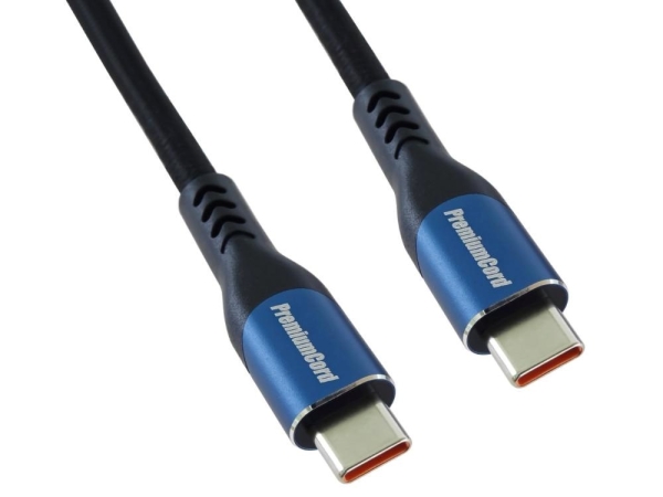 PremiumCord USB-C kabel ( USB 3.2 GEN 2x2, 5A, 100W, 20Gbit/s ) 1m, bavlněný oplet
