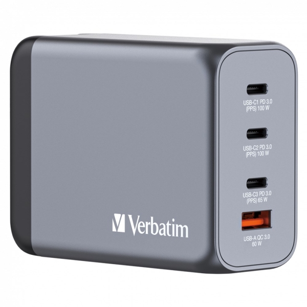 VERBATIM GaN Nabíječka do sítě GNC-200, 200W, 3x USB-C, 1x USB