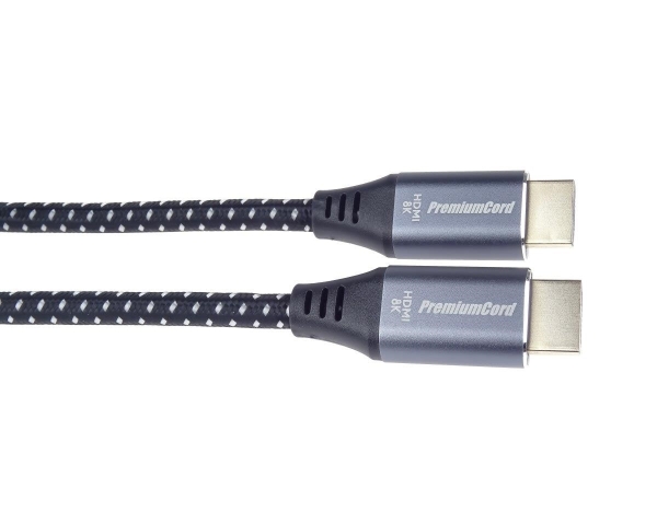 PREMIUMCORD Kabel HDMI 2.1 High Speed + Ethernet kabel 8K@60Hz, zlacené konektory, 0,5m
