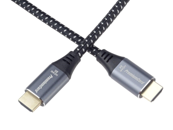 PREMIUMCORD Kabel HDMI 2.1 High Speed + Ethernet kabel 8K@60Hz, zlacené konektory, 0,5m