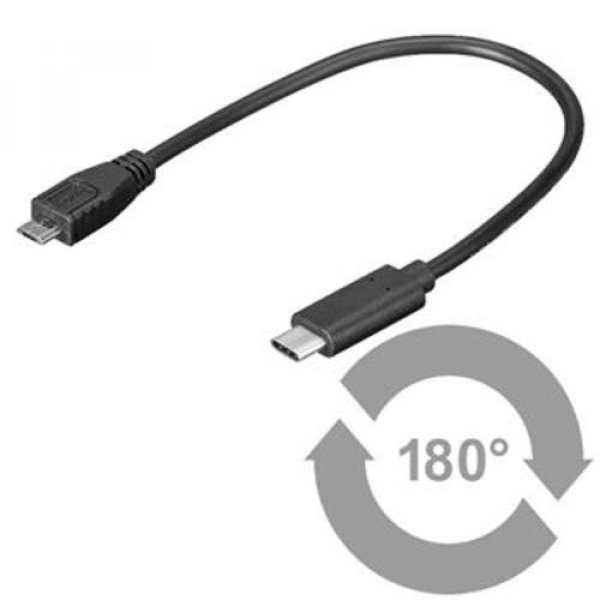 PREMIUMCORD Adaptér USB 3.1 C/male - USB 2.0 Micro-B/male, 0,2m