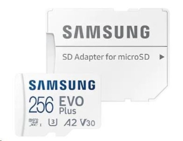 Samsung EVO Plus/micro SDXC/256GB/UHS-I U3 / Class 10/+ Adaptér/Bílá