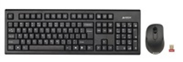 A4Tech 7100N, sada klávesnice s bezdrátovou optickou myší, AAA, CZ, klasická, 2.4 [Ghz], bezdrátová, černá