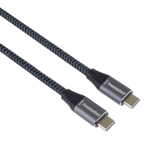 PREMIUMCORD USB-C kabel (USB 3.2 Gen2x2, 5A, 100W, 20Gbit/s) 3m, Šedá