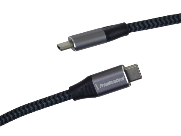 PREMIUMCORD USB-C kabel (USB 3.2 Gen2x2, 5A, 100W, 20Gbit/s) 3m, Šedá