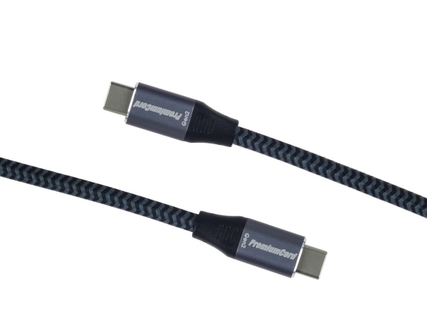 PREMIUMCORD USB-C kabel (USB 3.2 Gen2x2, 5A, 100W, 20Gbit/s) 3m, Šedá