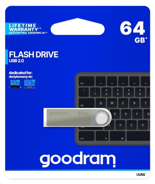 GOODRAM Flash Disk UUN2 64GB USB 2.0 stříbrná