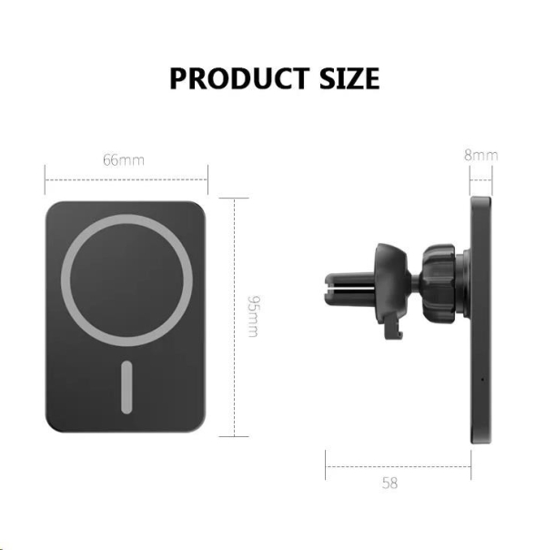 1stCOOL bezdrátová QI nabíječka 15W, magnetická, do auta, MagSafe kompatibilní, černá