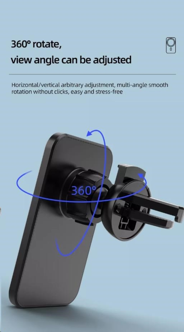 1stCOOL bezdrátová QI nabíječka 15W, magnetická, do auta, MagSafe kompatibilní, černá
