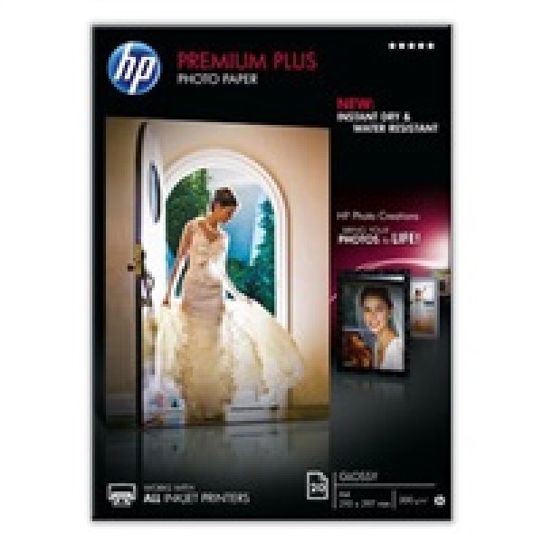 HP Premium Plus Glossy Photo Paper, foto papír, lesklý, bílý, A4, 300 g/m2, 20 ks, CR672A, inkoustový
