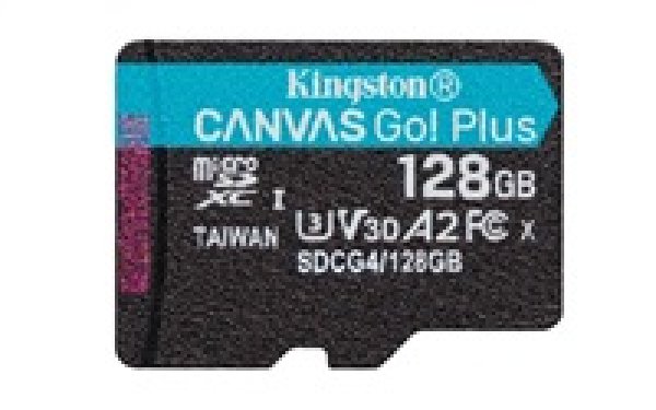 Kingston paměťová karta 128GB microSDXC Canvas Go Plus Gen4 A2 U3 V30 Card + ADP