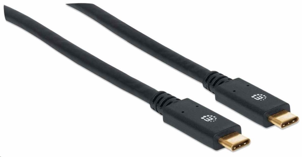 Manhattan USB-C kabel, USB 3.1, Gen 1, USB-C Male na USB-C Male, 5 Gbps, 2m, černá