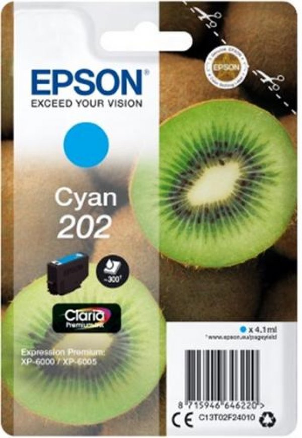 Náplň EPSON C13T02F24010, 202 azurová (4,1 ml)