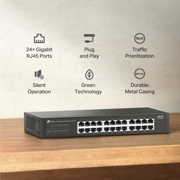 TP-Link LiteWave switch LS1024G (24xGbE, fanless)