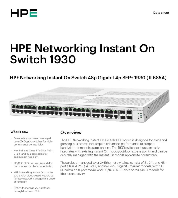 Aruba Instant On 1930 48G 4SFP/SFP+ Switch