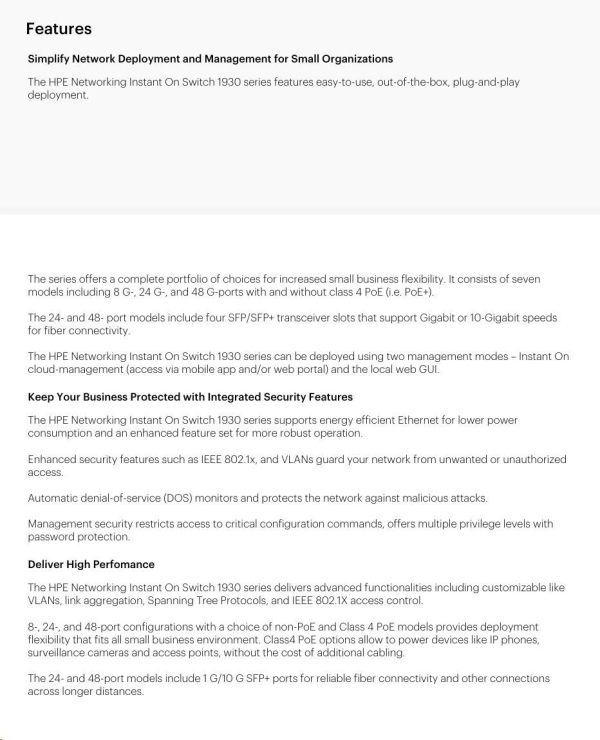 Aruba Instant On 1930 48G 4SFP/SFP+ Switch