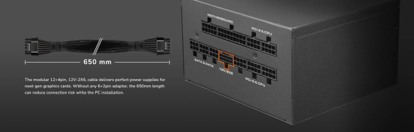 COUGAR PC zdroj GEX X2 1000W SNOW 80+ Gold, modulární (PCI-e 5.0 GPU 12+4 Pin)