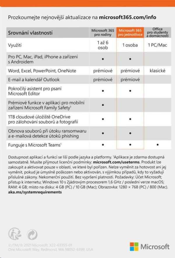 Microsoft 365 pro jednotlivce SK (1rok)