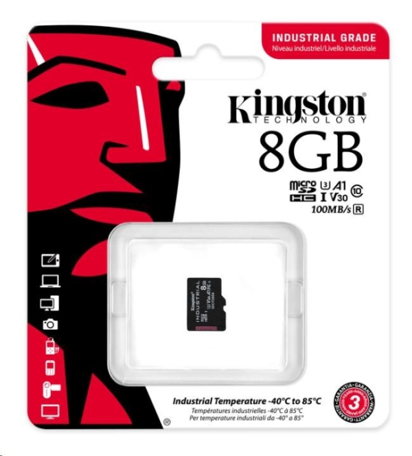 Kingston Industrial/micro SDHC/8GB/100MBps/UHS-I U3 / Class 10