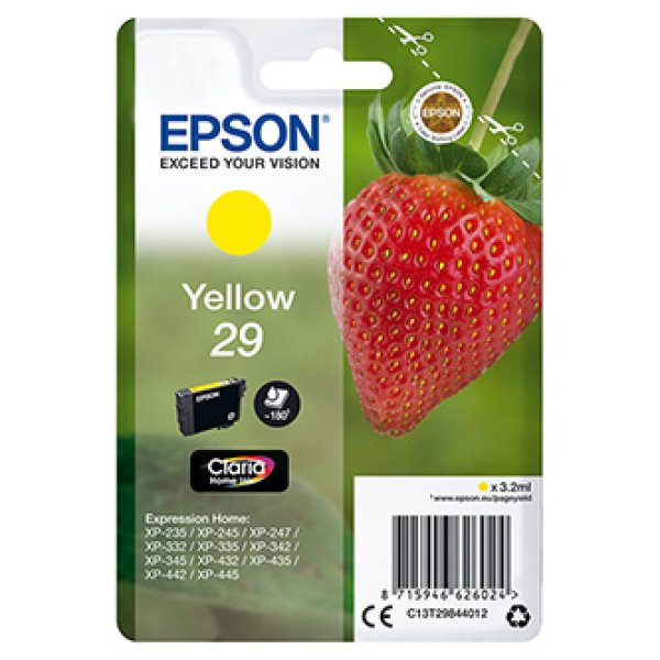 Náplň Epson 29, C13T29844022 žlutá blistr s RF / akustickým alarmem 