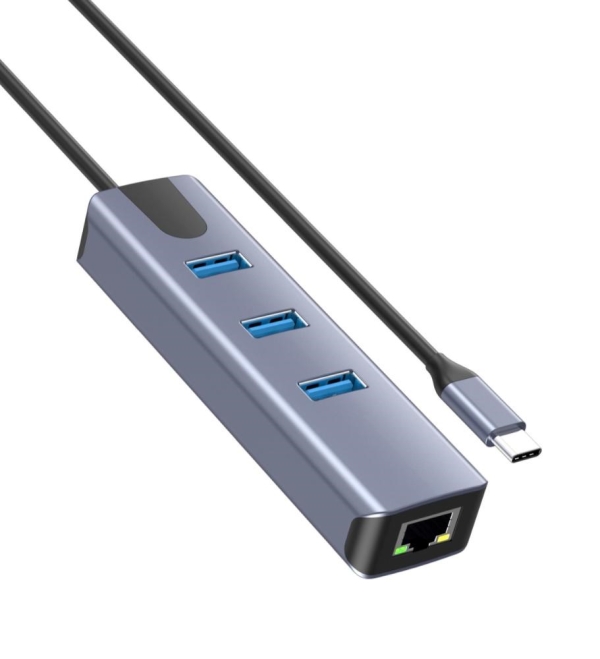 PremiumCord Adapter USB-C na Gigabit 10/100/1000Mbps + 3x USB3.2 konektor
