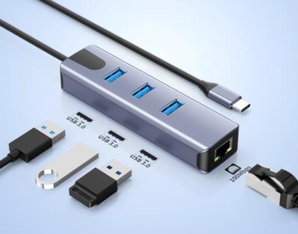 PremiumCord Adapter USB-C na Gigabit 10/100/1000Mbps + 3x USB3.2 konektor