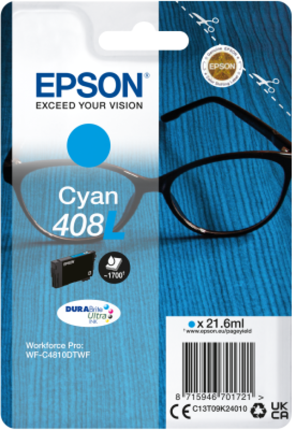 Náplň EPSON C13T09K24010, 408L DURABrite Ultra Ink azurová (21,6 ml)