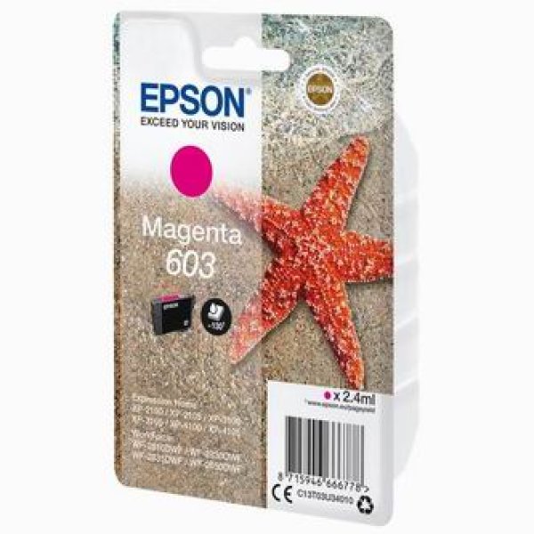 Náplň EPSON 603, C13T03U34020 purpurová - Blistr s RF