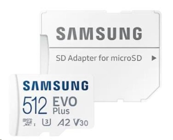 Samsung EVO Plus/micro SDXC/512GB/UHS-I U3 / Class 10/+ Adaptér/Bílá