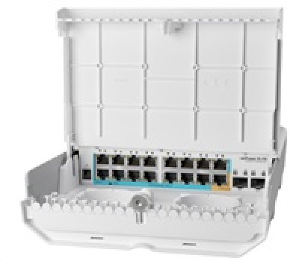 MikroTik Cloud Router Switch CRS318-1Fi-15Fr-2S-OUT, 800MHz CPU, 256MB, 16x10/100 (PoE-in,1x out),2xSFP, vč.L5, venkovní?v=1752846053