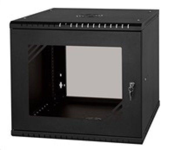 LEXI-Net 19" nástěnný rozvaděč Basic 9U 525x450, skleněné dveře, bez zad, rozložený, černý?v=1750226402