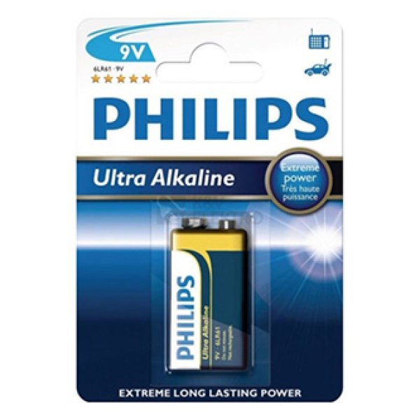Baterie alkalická, 9V (6LR61), 6LR61, 9V, PHILIPS, blistr, 4-pack, 6LR61E1B/10, Ultra Alkaline?v=1750053604