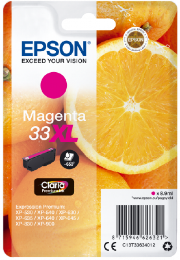 Náplň EPSON C13T33634012, T33XL purpurová (8,9 ml)