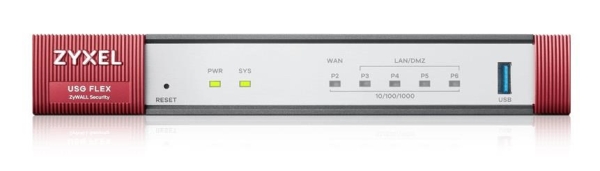 Zyxel USG FLEX 50 HP, 5 Gigabit user-definable ports, 1*1G PoE+, 1*USB with 1 YR Gold Security Pack