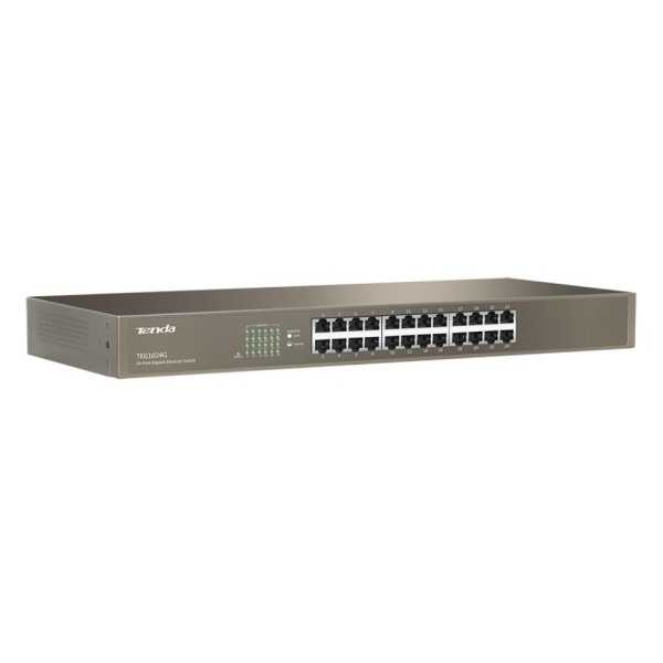 Tenda TEG1024G 24-Port Gigabit Ethernet Switch, 10/100/1000 Mb/s, Rackmount