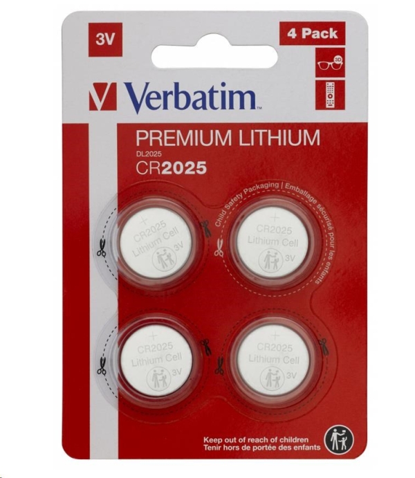 VERBATIM Lithium baterie CR2025 3V 4 Pack