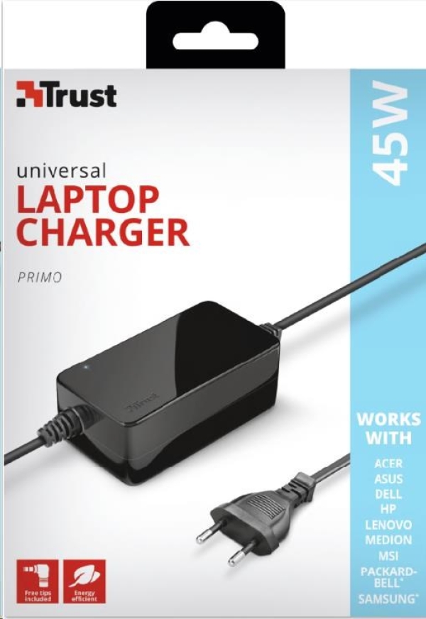 TRUST Univerzální napájecí adaptér pro notebooky 45W Primo Laptop Charger