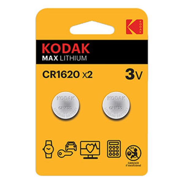 Baterie jednorázová lithiová, knoflíková, CR1620, 3V, Kodak, blistr, 2-pack, KOD-1620BL2, knoflíková?v=1755898805