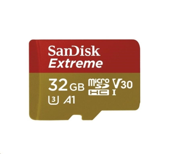 SANDISK Micro SD card SDHC 32GB Extreme A1 UHS-I V30 60 MB/s s adaptérem