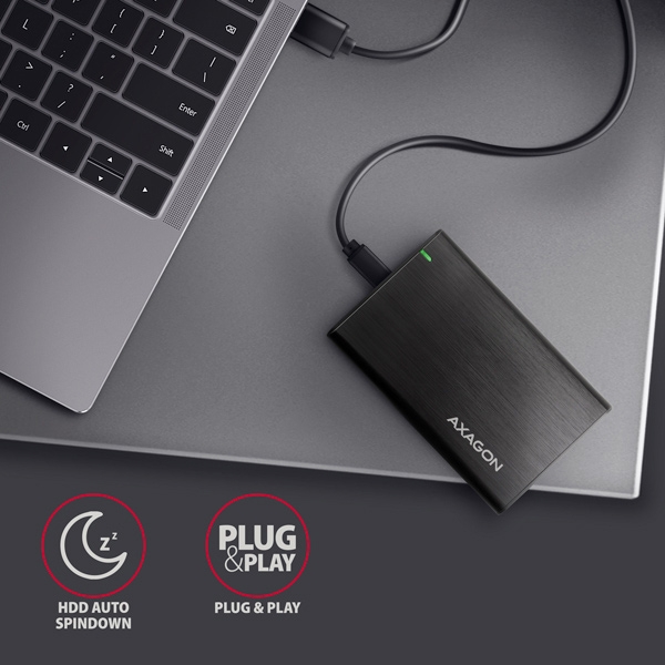 AXAGON EE25-A6C, USB-C 3.2 Gen 1 - SATA 6G 2.5'' kovový RAW box, bezšroubkový