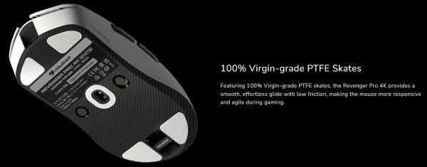 COUGAR herní myš bezdrátová/drátová REVENGER PRO 4K BLACK, čip PixArt 3395, 26000dpi, 650 IPS, 55g 