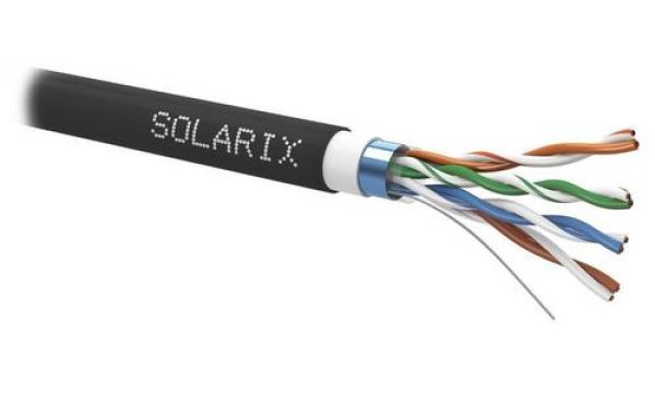 Instalační kabel Solarix venkovní FTP, Cat5E, drát, PVC+PE, dvojitý plášť, cívka 305m SXKD-5E-FTP-PVC+PE